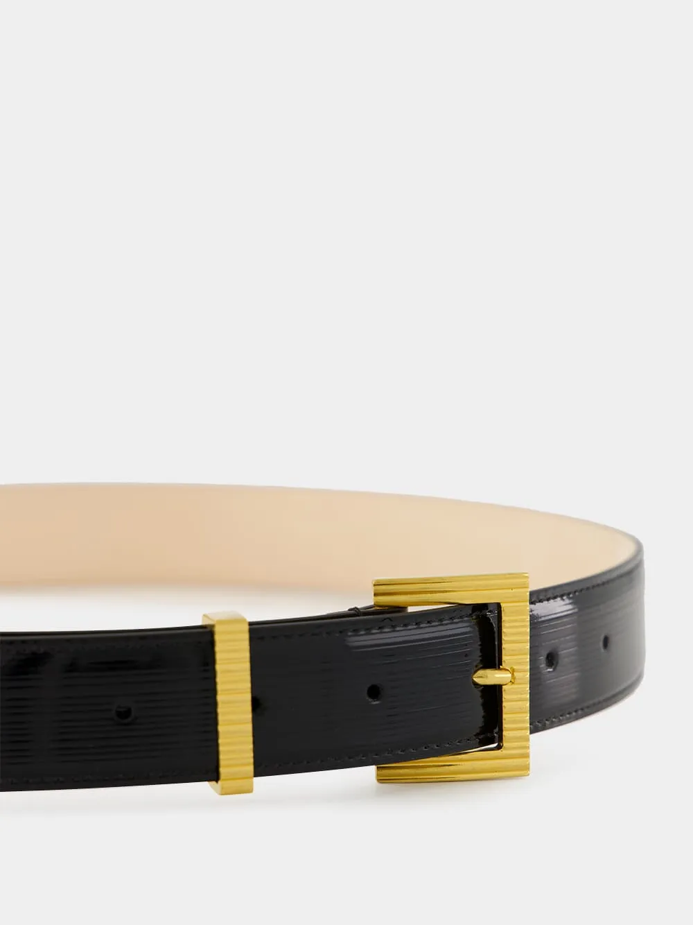 Black Striped Patent Leather Perfume Belt