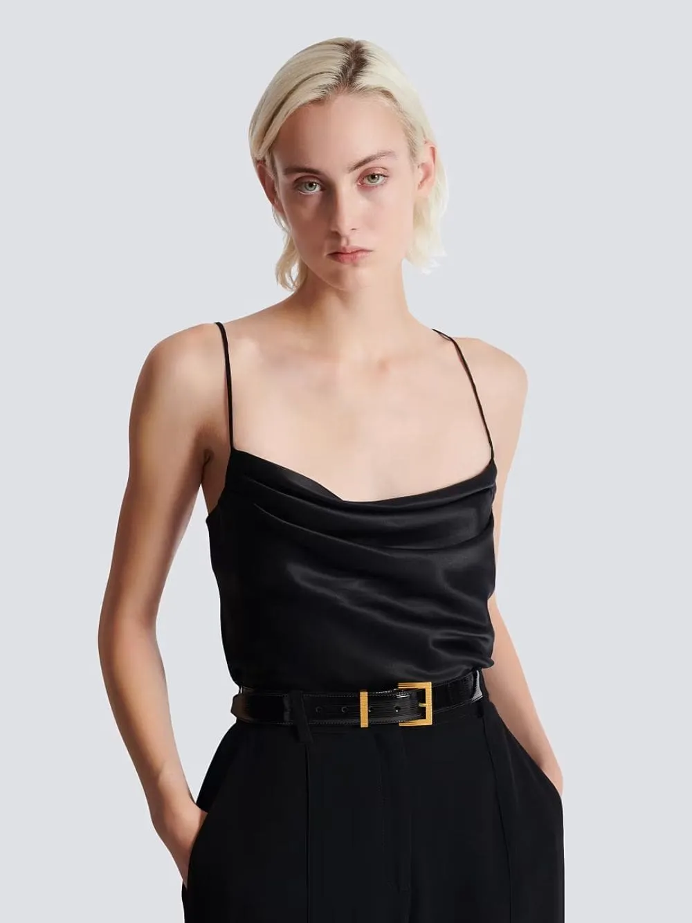 Black Striped Patent Leather Perfume Belt