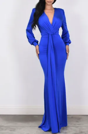 #BLUE LONG SLEEVE MAXI DRESS