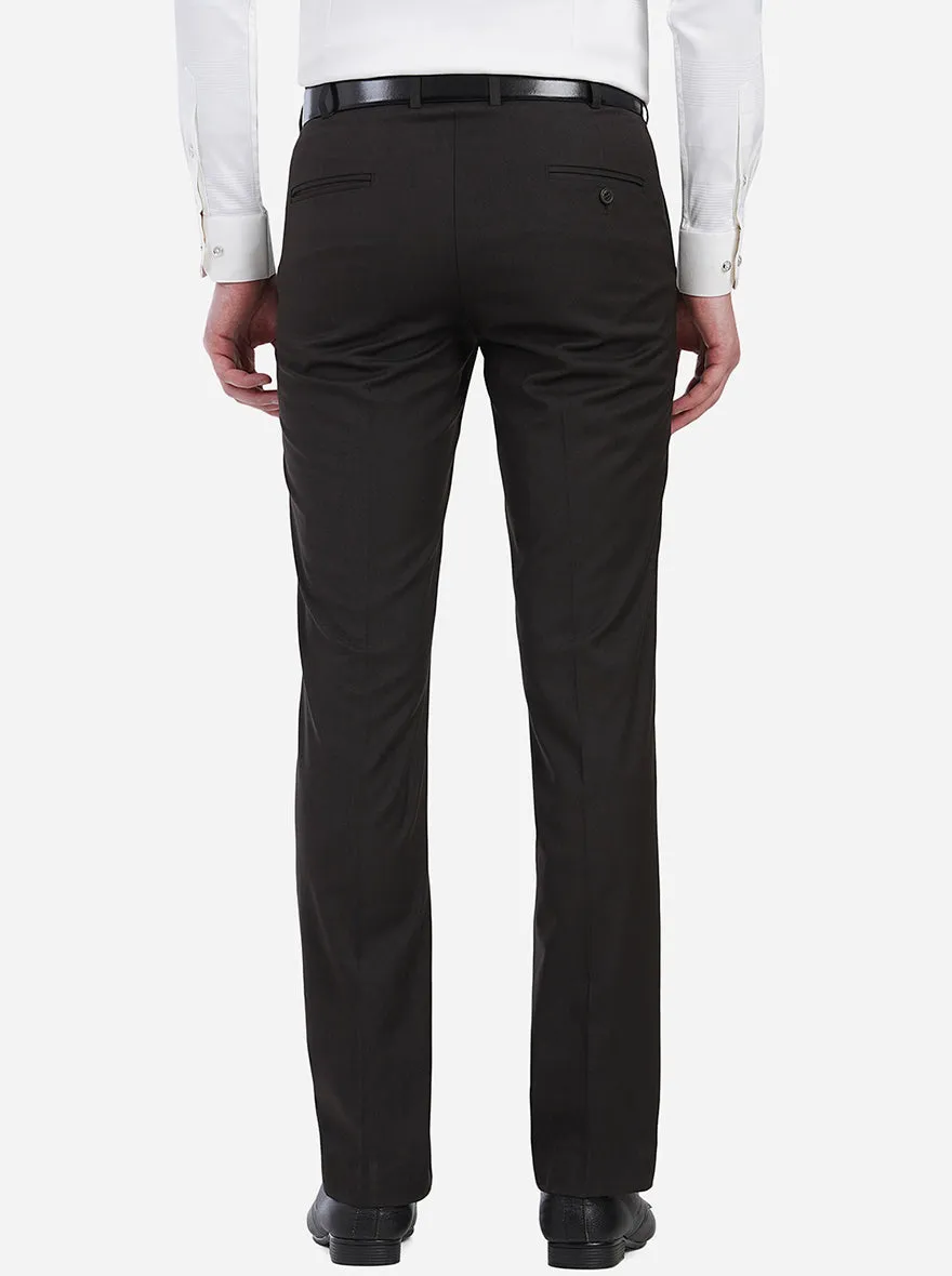 Brown Solid Slim Fit Formal Trouser | Metal
