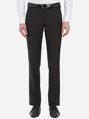 Brown Solid Slim Fit Formal Trouser | Metal