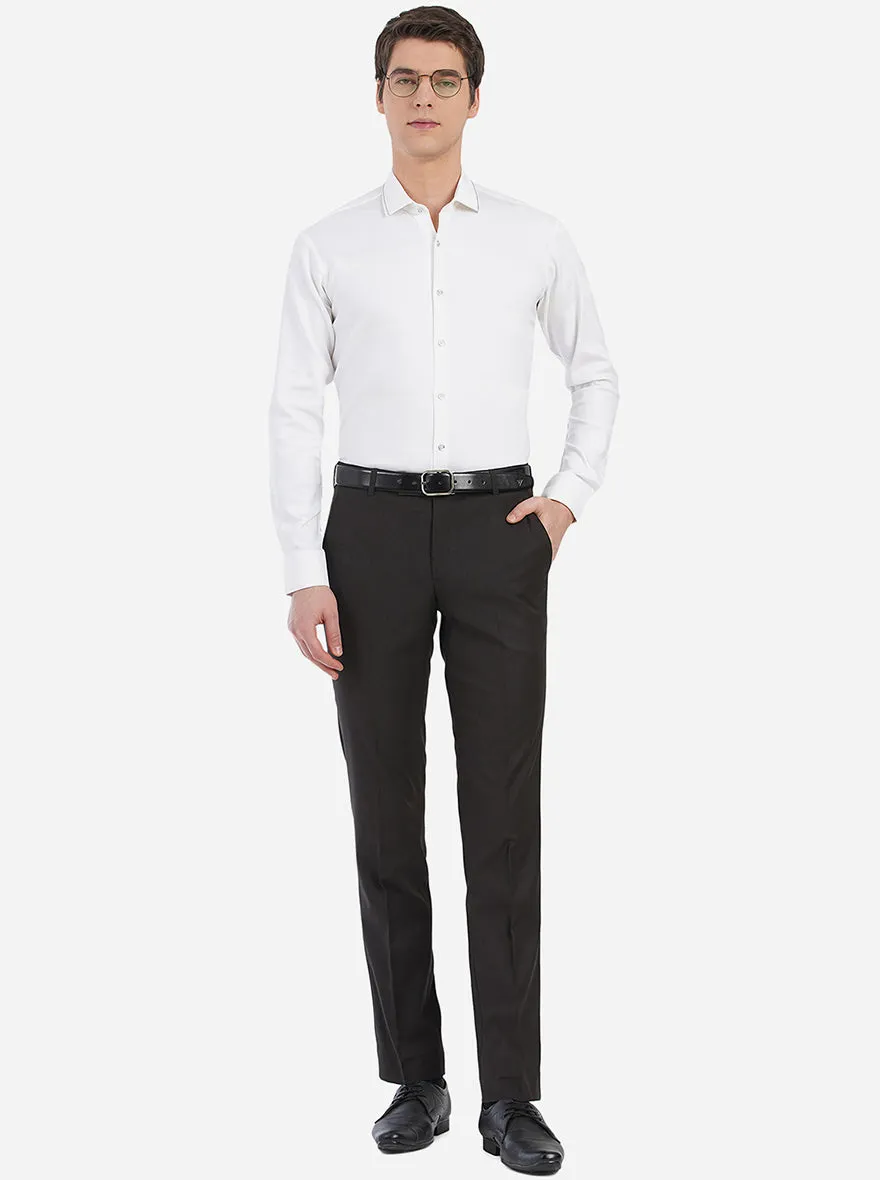 Brown Solid Slim Fit Formal Trouser | Metal