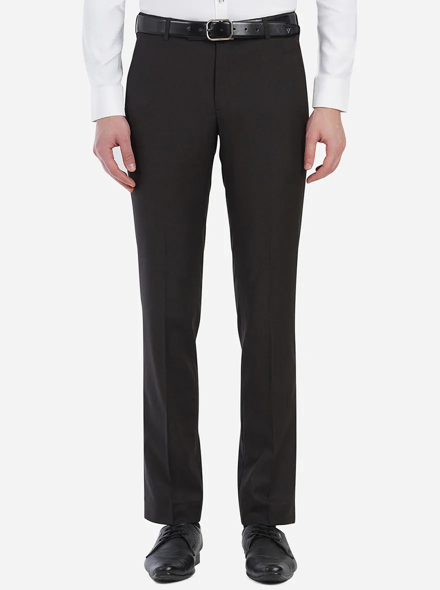 Brown Solid Slim Fit Formal Trouser | Metal