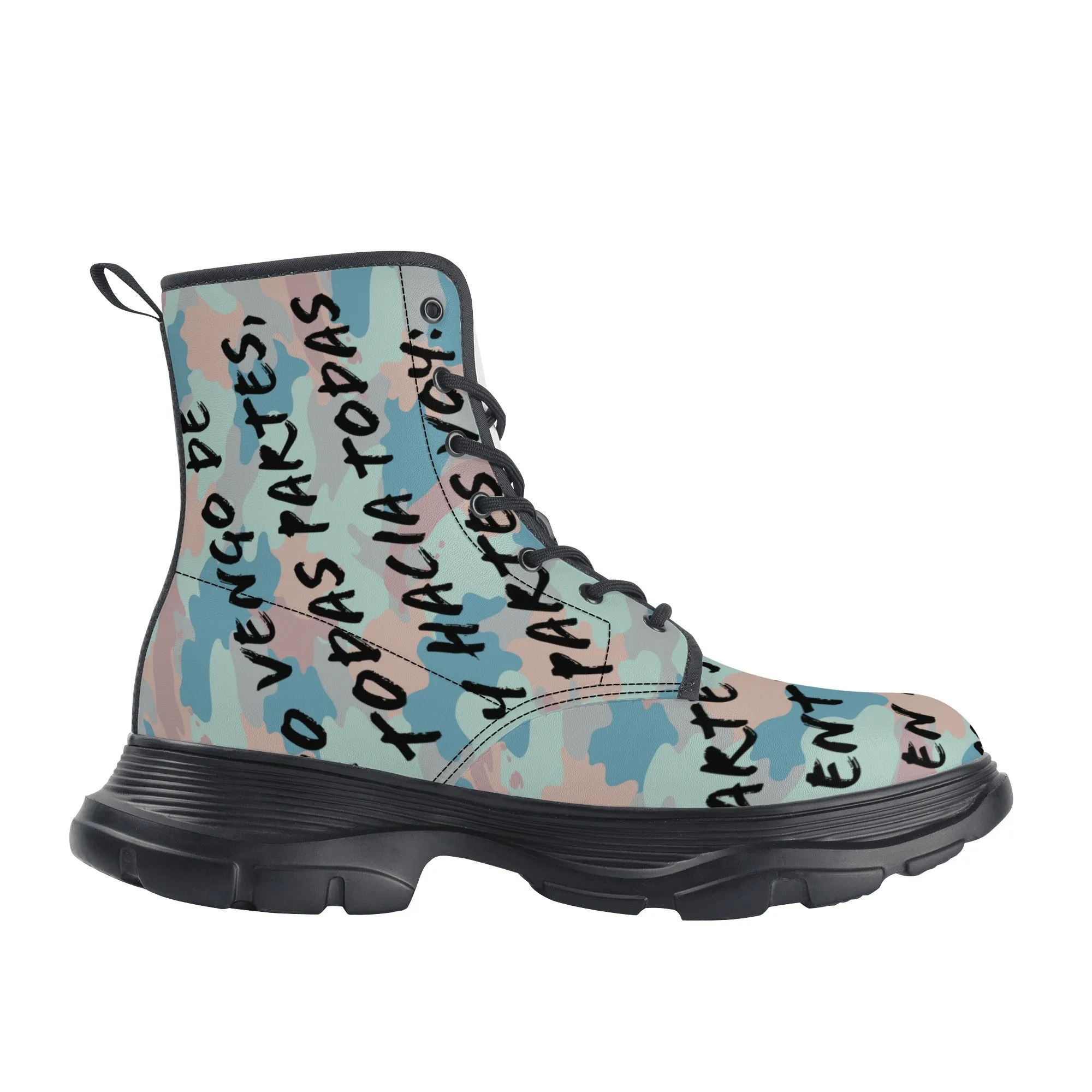 Camo-Flash Mens Leather Chunky Boots