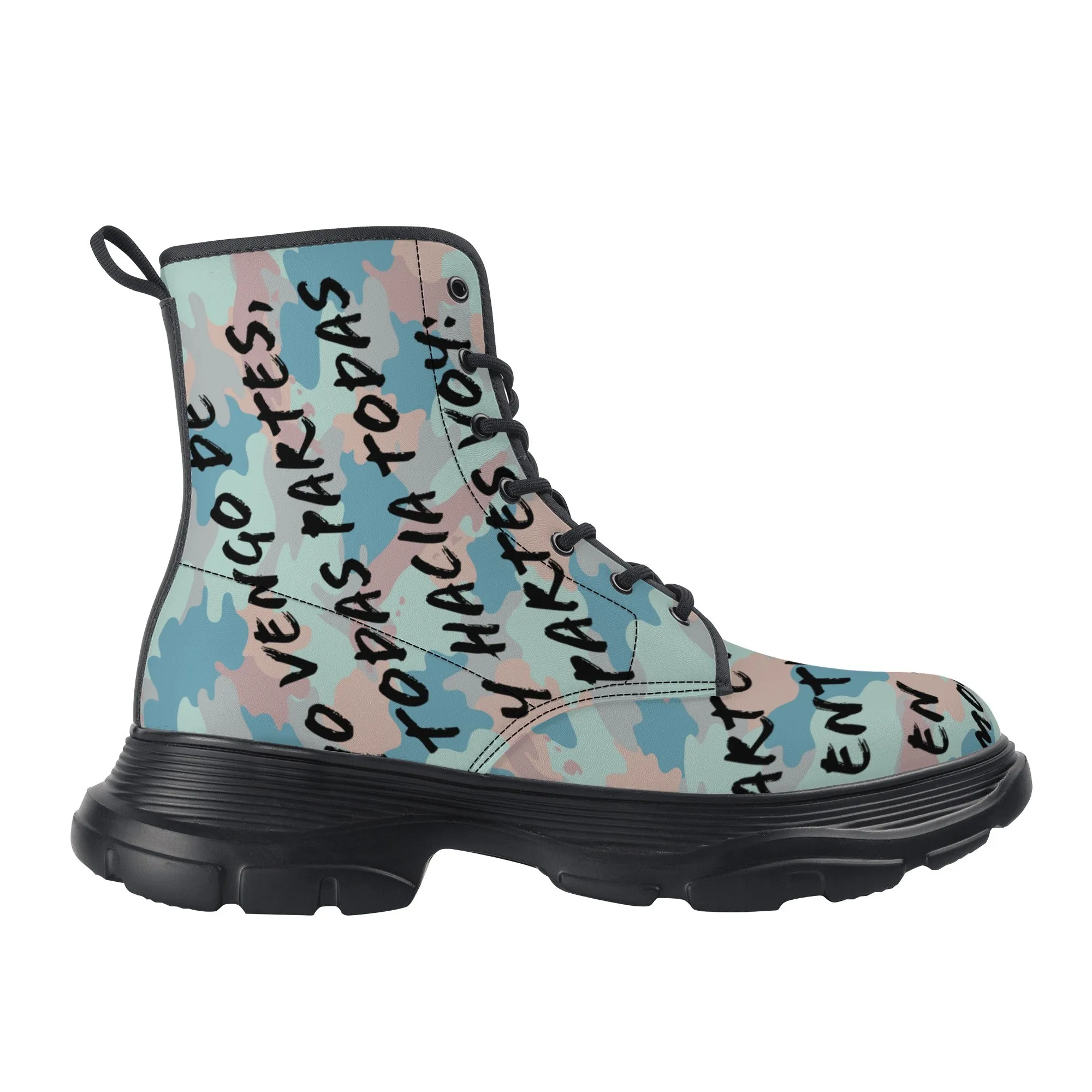 Camo-Flash Mens Leather Chunky Boots