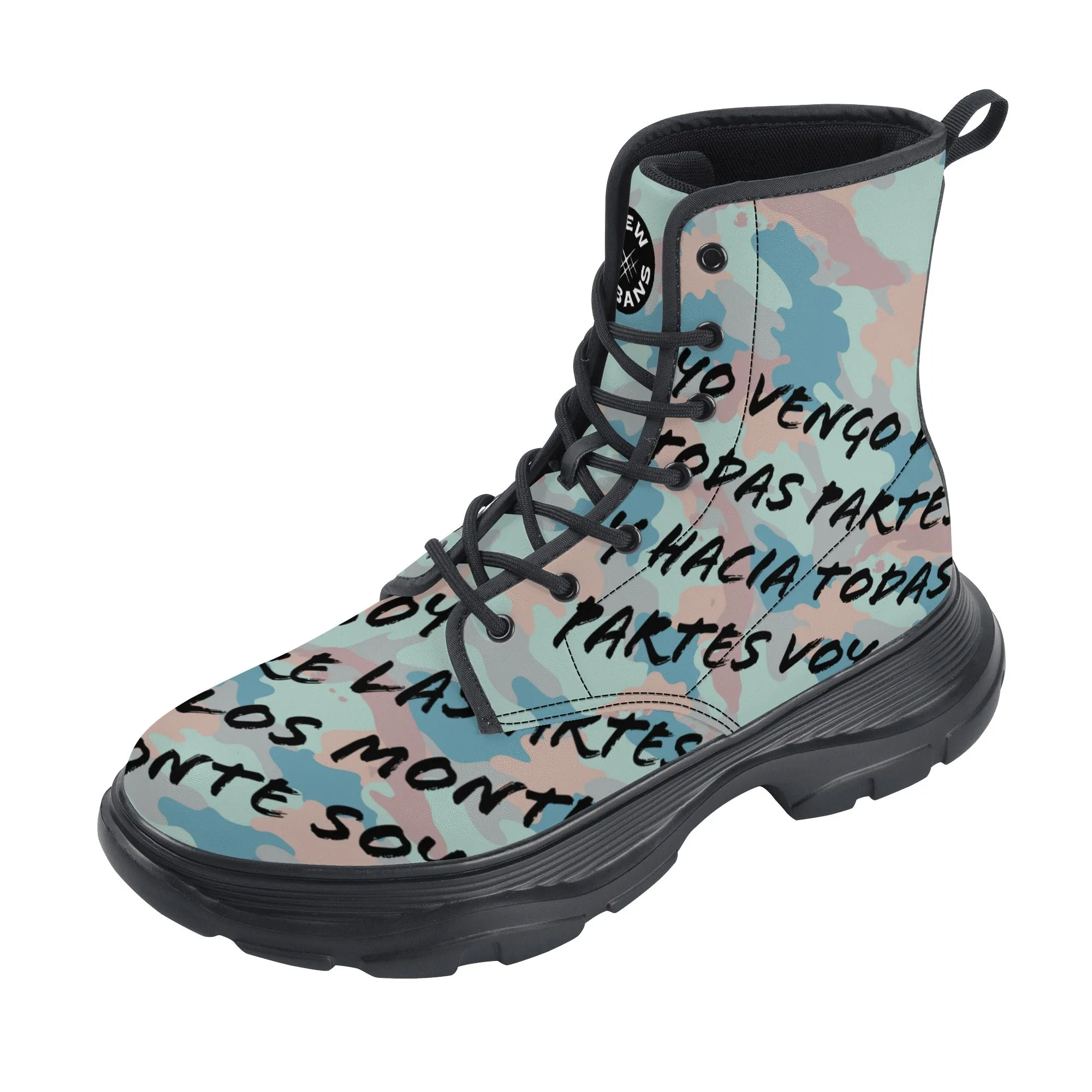 Camo-Flash Mens Leather Chunky Boots