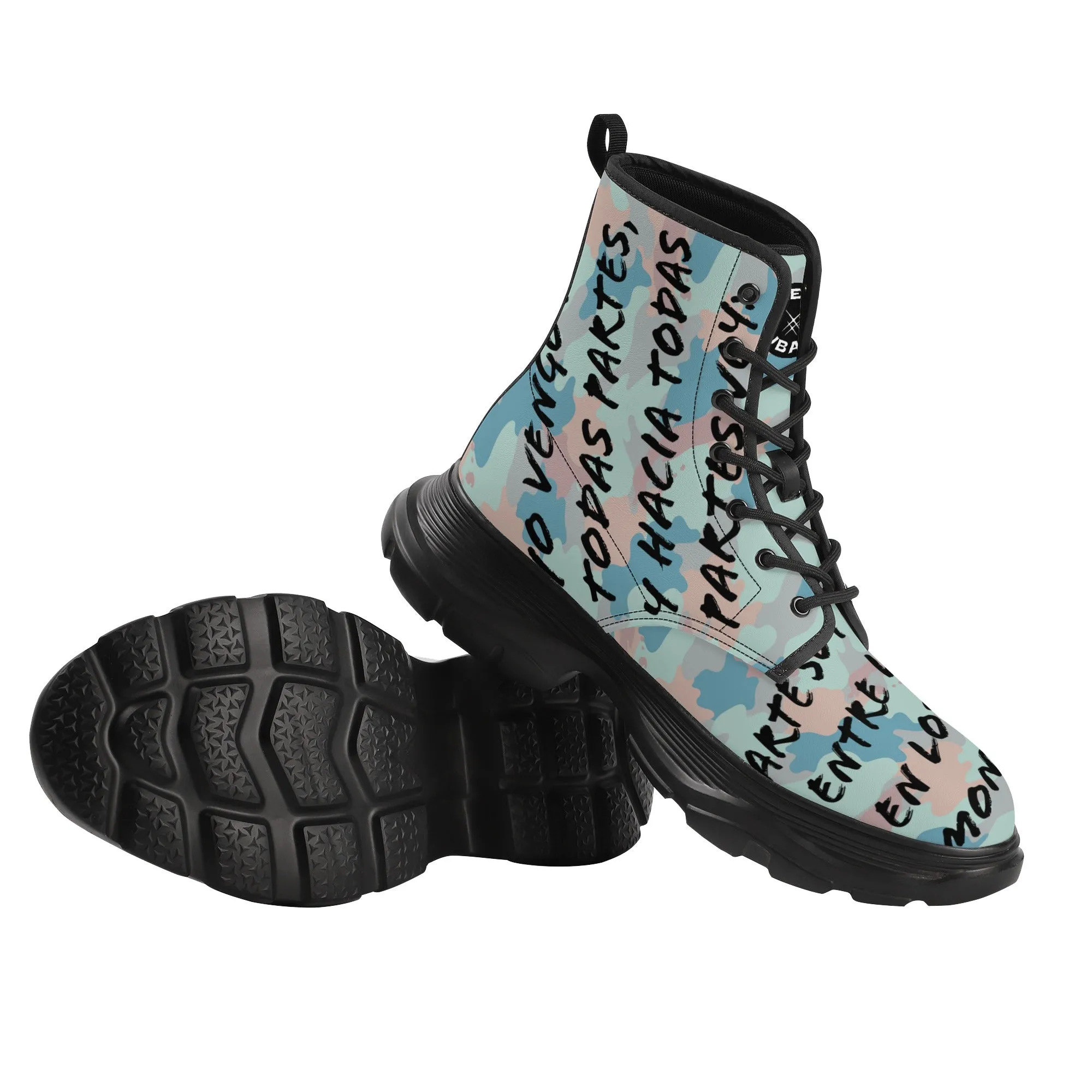 Camo-Flash Mens Leather Chunky Boots