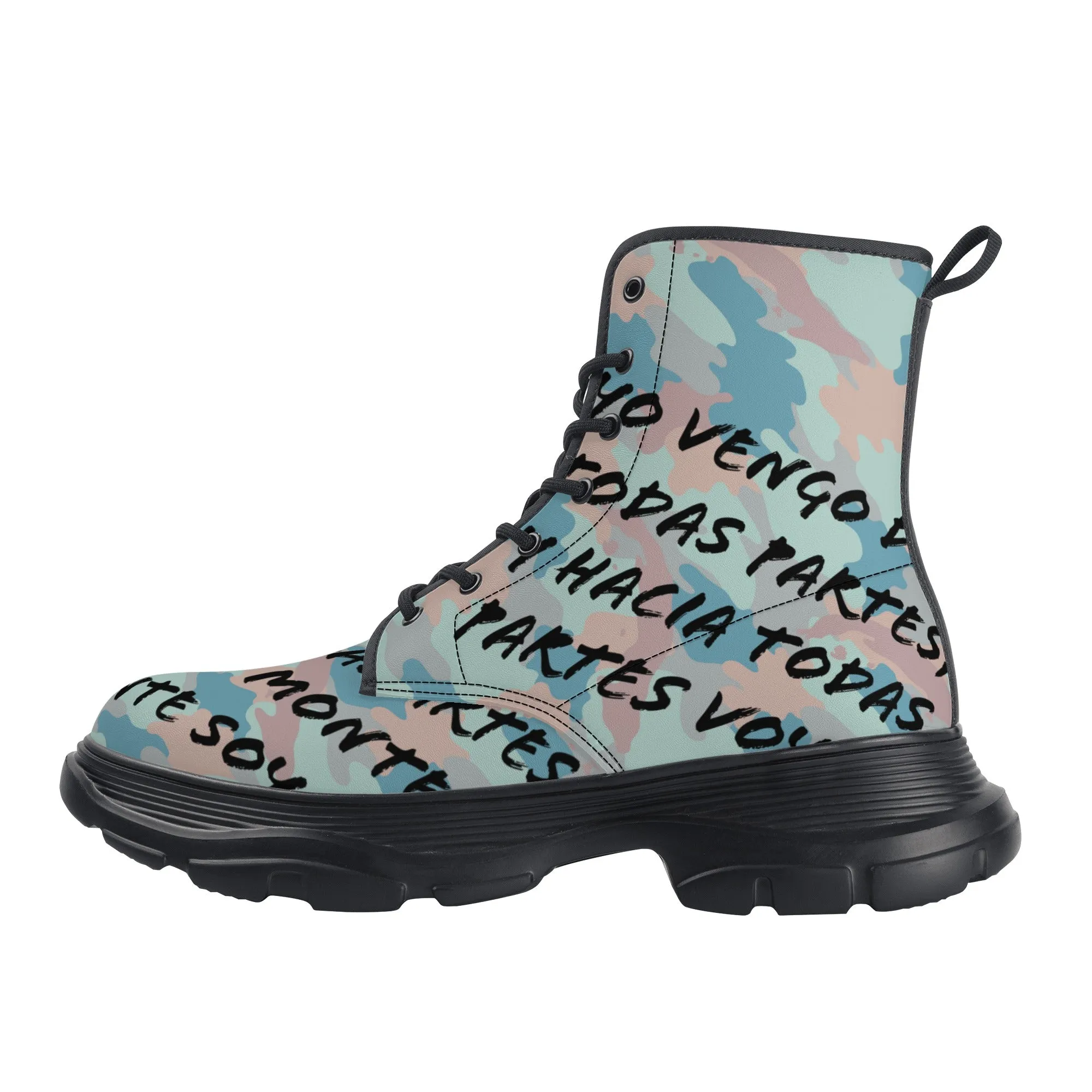 Camo-Flash Mens Leather Chunky Boots