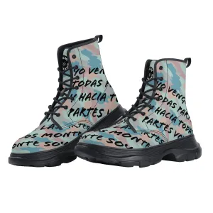 Camo-Flash Mens Leather Chunky Boots