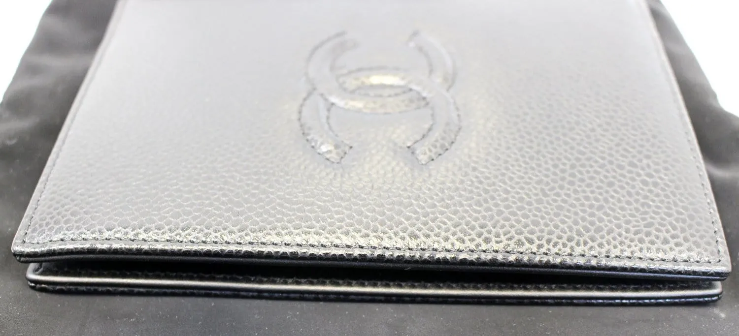 CHANEL Patent Leather Black Passport Wallet