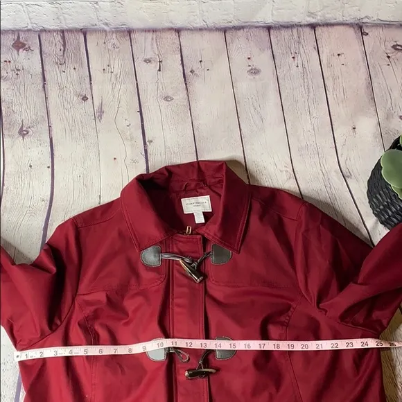 Charter Club trench coat with toggles maroon