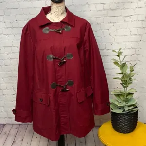 Charter Club trench coat with toggles maroon