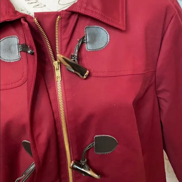 Charter Club trench coat with toggles maroon