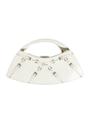 Christian Dior Vintage Y2K White Patent Leather Bondage Leather Clutch