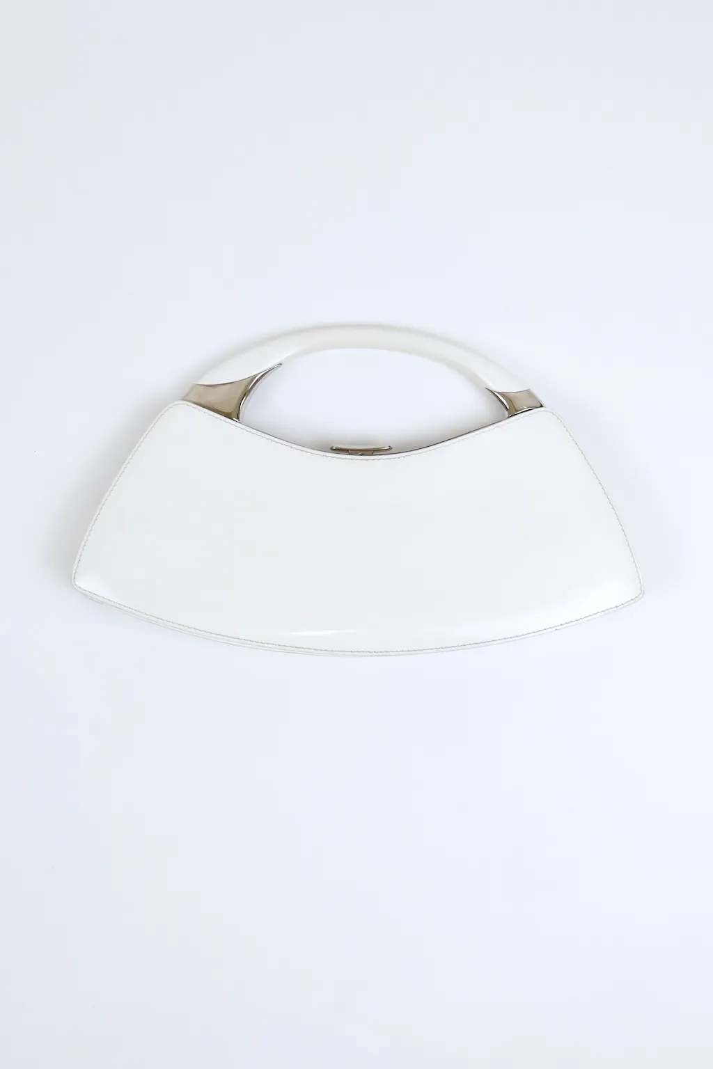 Christian Dior Vintage Y2K White Patent Leather Bondage Leather Clutch