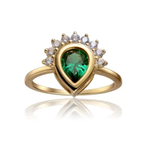 Chrome Diopside Teardrop Ring