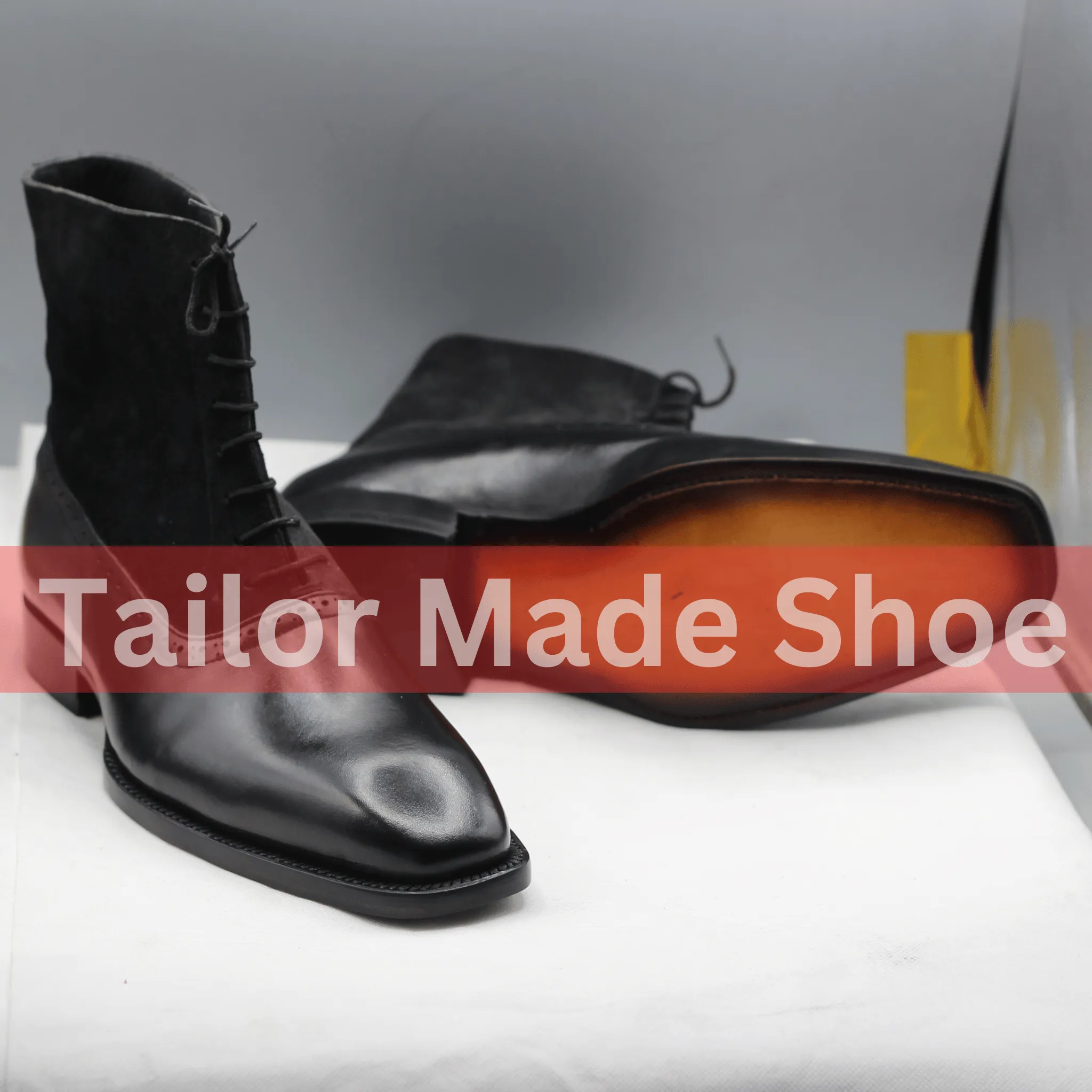 Classic Lace-Up Leather and Suede Boots for Formal and Casual Wear Versatile Black Leather and Suede Ankle Boots for Men – Timeless Design