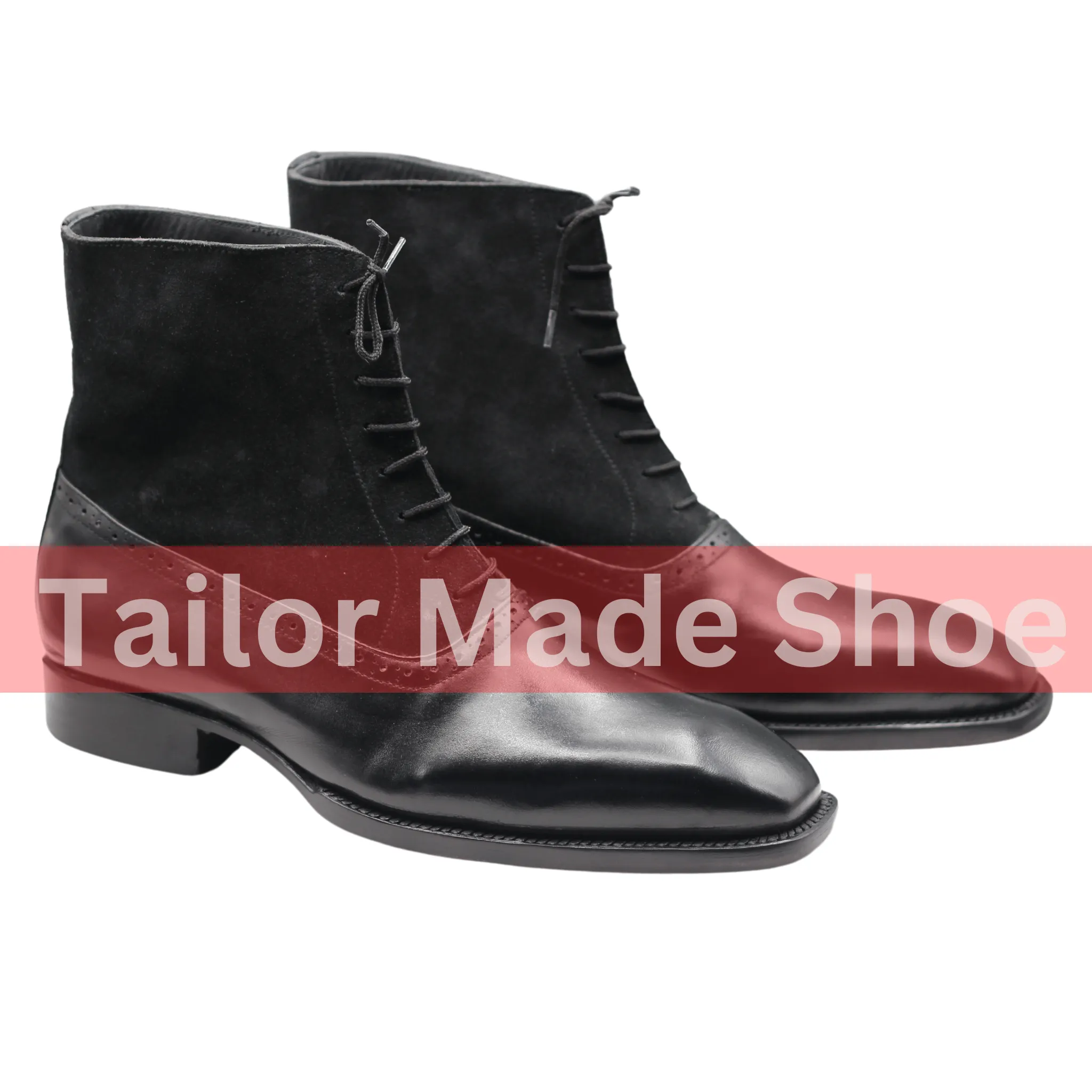 Classic Lace-Up Leather and Suede Boots for Formal and Casual Wear Versatile Black Leather and Suede Ankle Boots for Men – Timeless Design