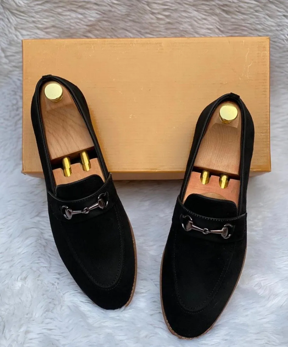 Classic Suede Leather Handmade Wooden Sole Slip On For Men-JonasParamount