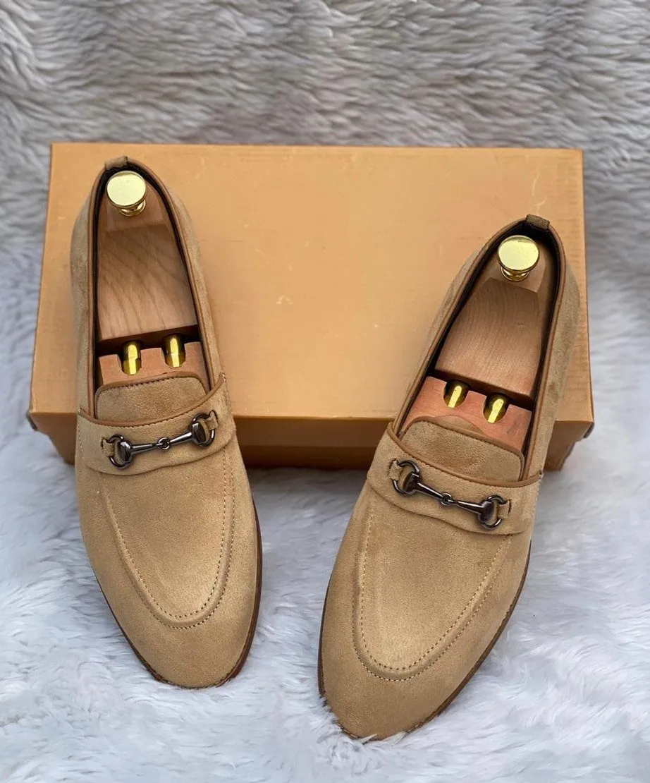Classic Suede Leather Handmade Wooden Sole Slip On For Men-JonasParamount