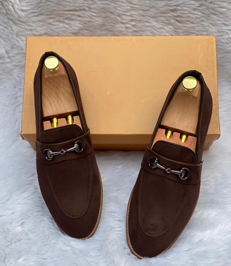 Classic Suede Leather Handmade Wooden Sole Slip On For Men-JonasParamount