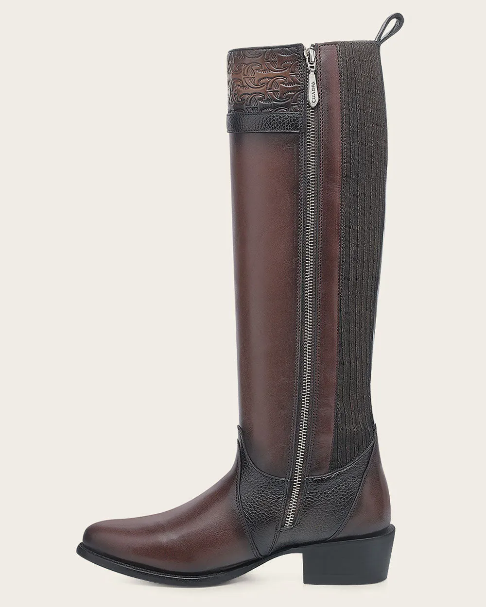 Cuadra Women’s Chocolate Moka Laser & Woven & Zipper Round Toe