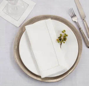 Dinner Napkin Hemstitch Border- White