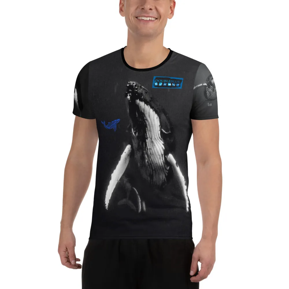 Double Blue Whales All-Over Print Men's Athletic T-shirt