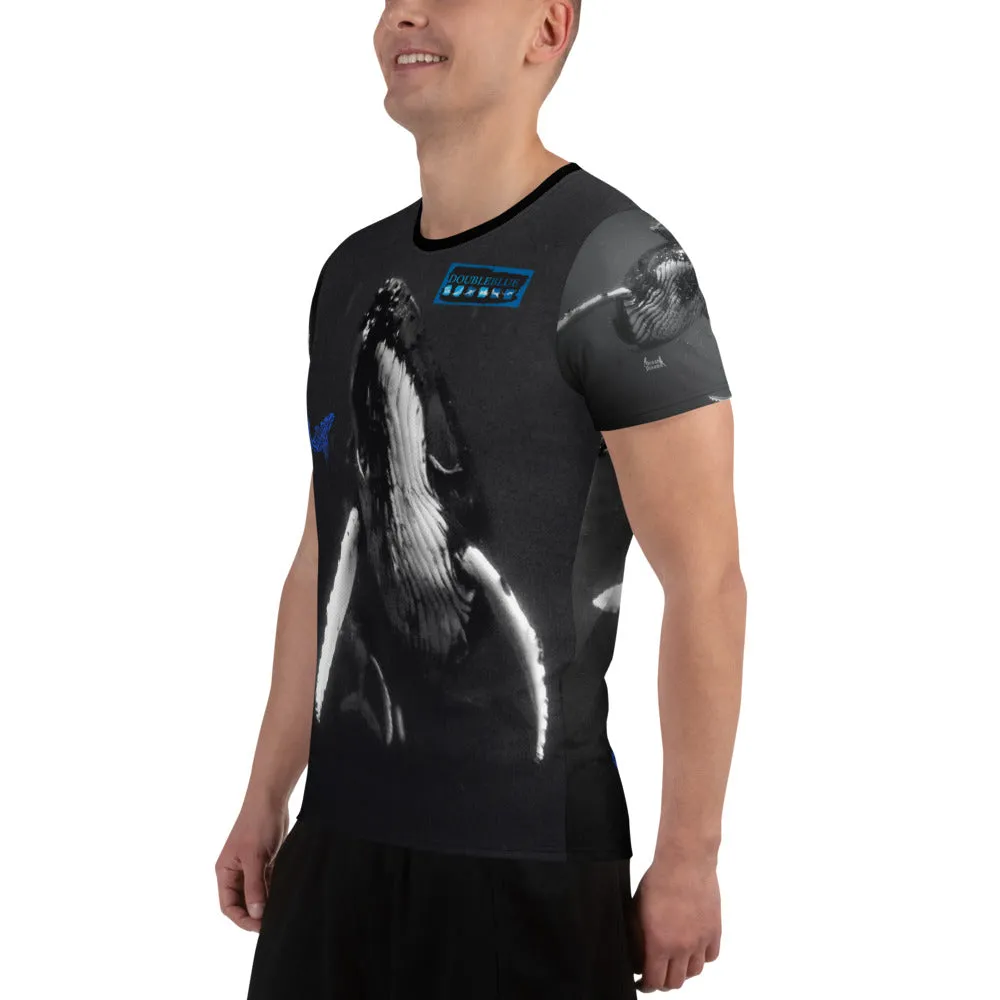 Double Blue Whales All-Over Print Men's Athletic T-shirt