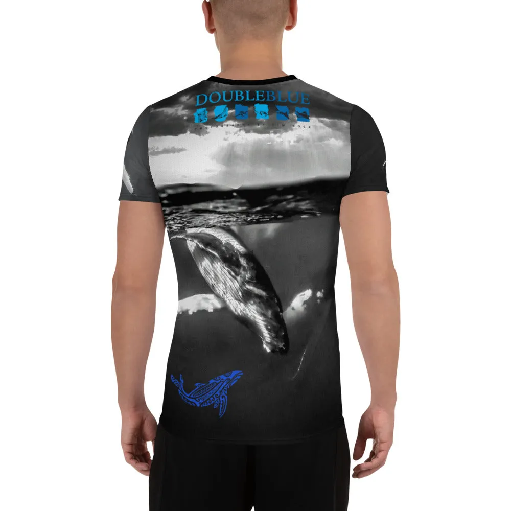 Double Blue Whales All-Over Print Men's Athletic T-shirt