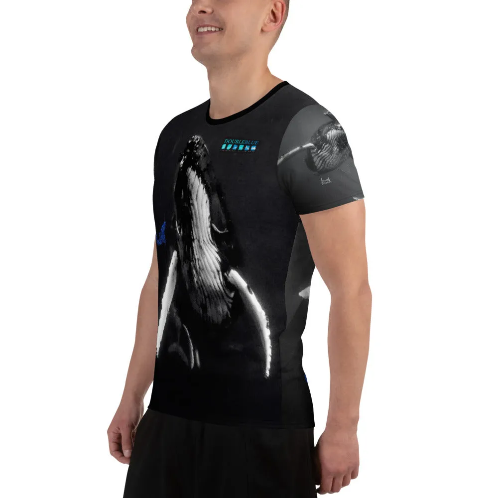 Double Blue Whales All-Over Print Men's Athletic T-shirt