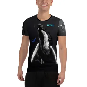Double Blue Whales All-Over Print Men's Athletic T-shirt