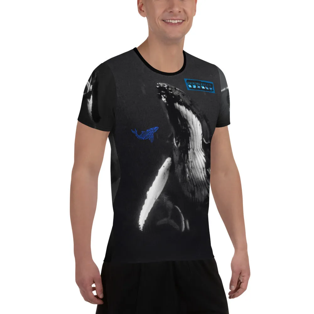 Double Blue Whales All-Over Print Men's Athletic T-shirt