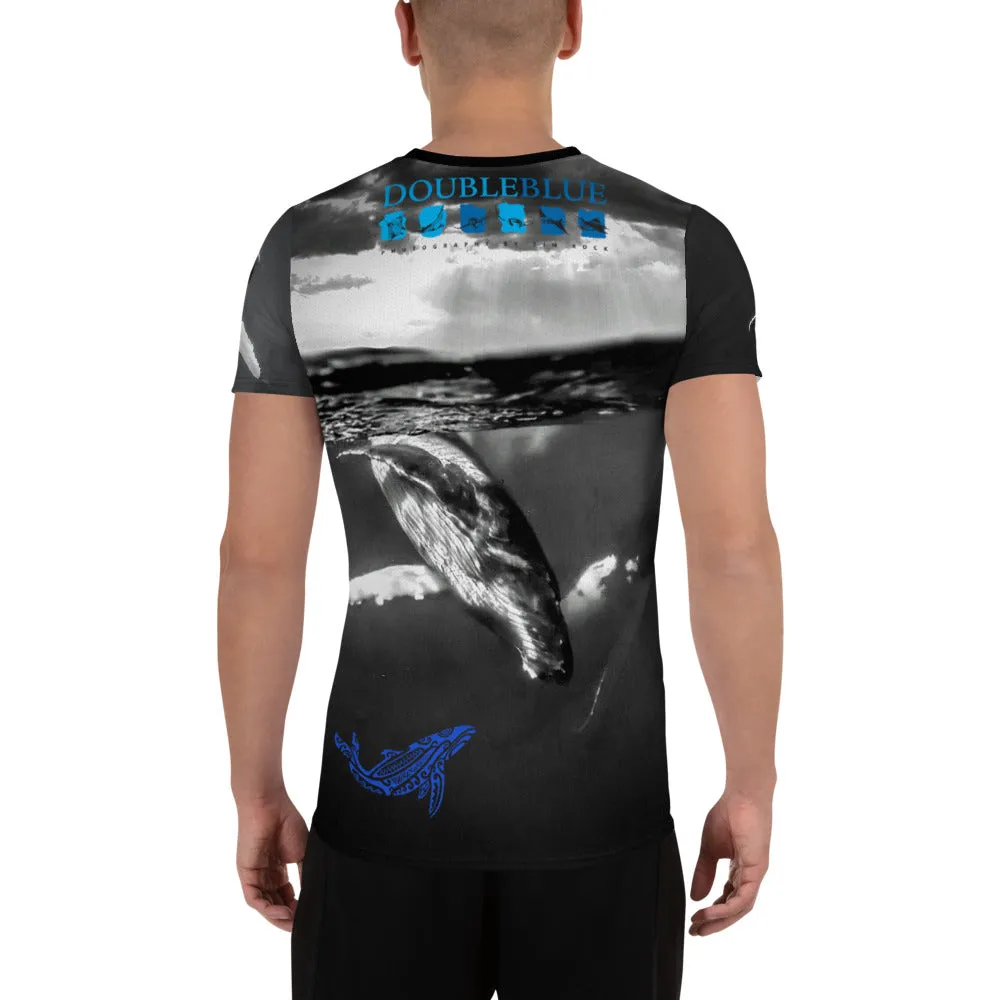 Double Blue Whales All-Over Print Men's Athletic T-shirt