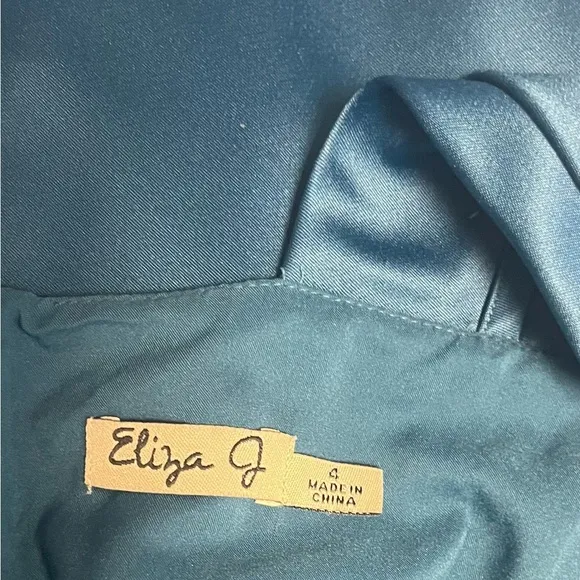 Eliza J One-Shoulder Beaded Jewel Satin Dress Evening Gown Size 4