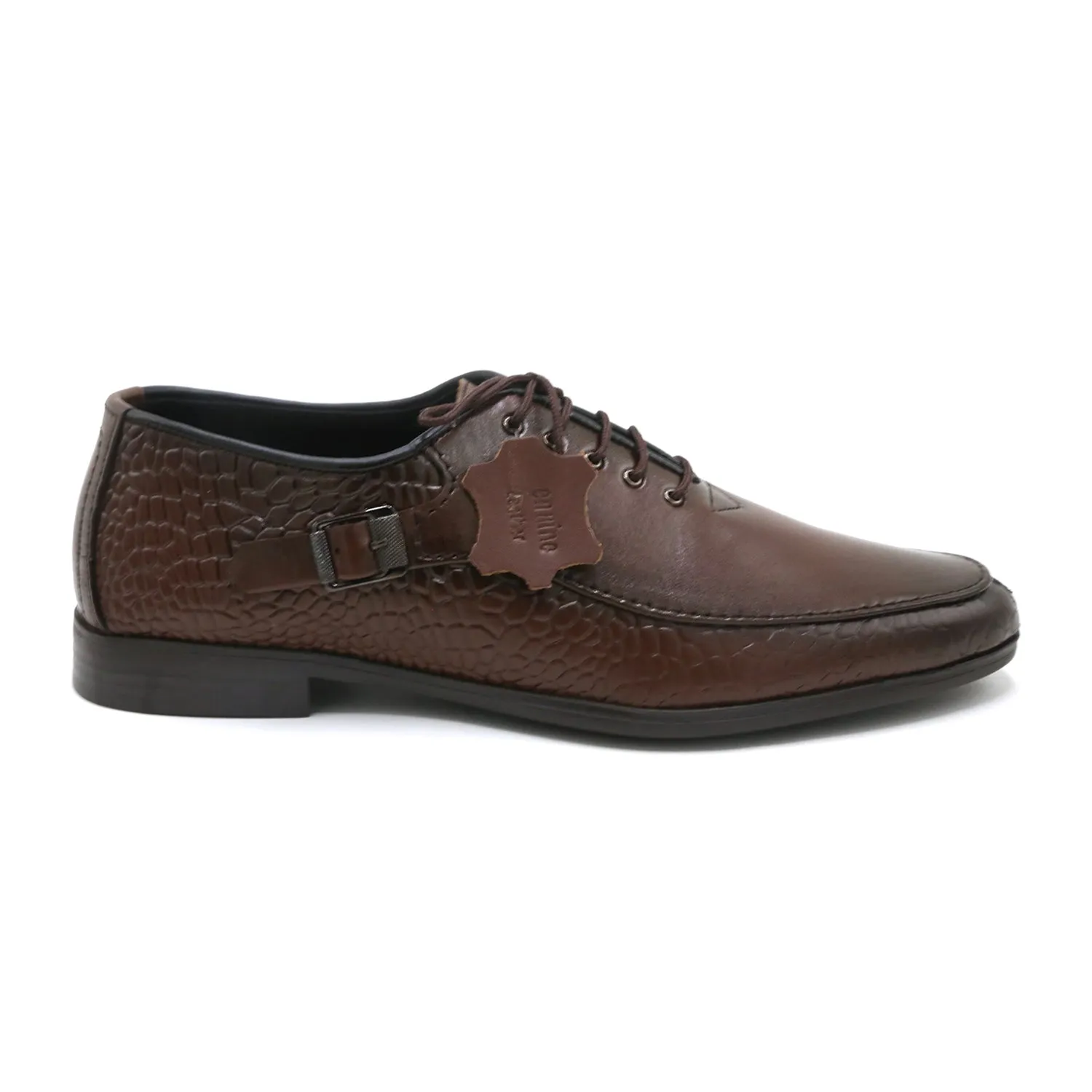Eminent Croc Texture Formal Lace Up Shoes - Mustard
