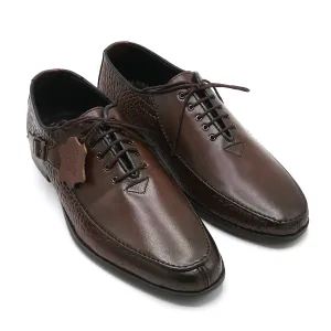 Eminent Croc Texture Formal Lace Up Shoes - Mustard