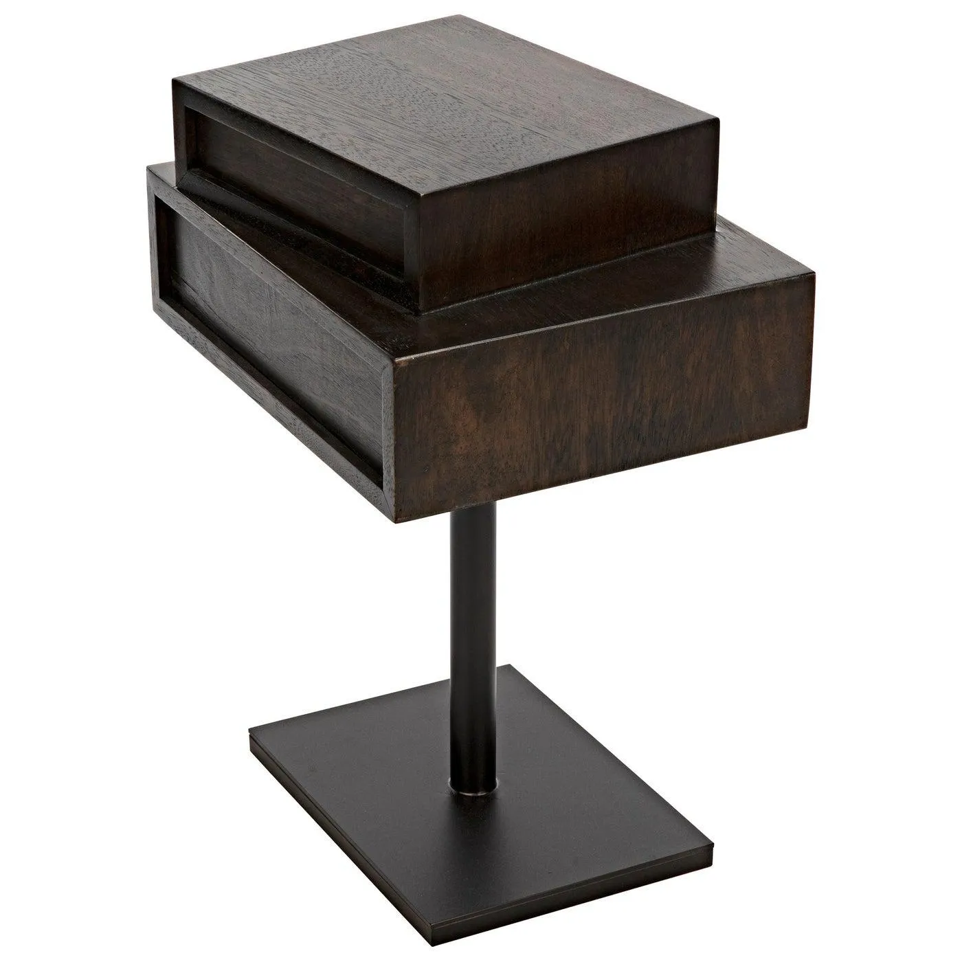 Enola Side Table, Ebony Walnut with Steel Base