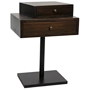 Enola Side Table, Ebony Walnut with Steel Base