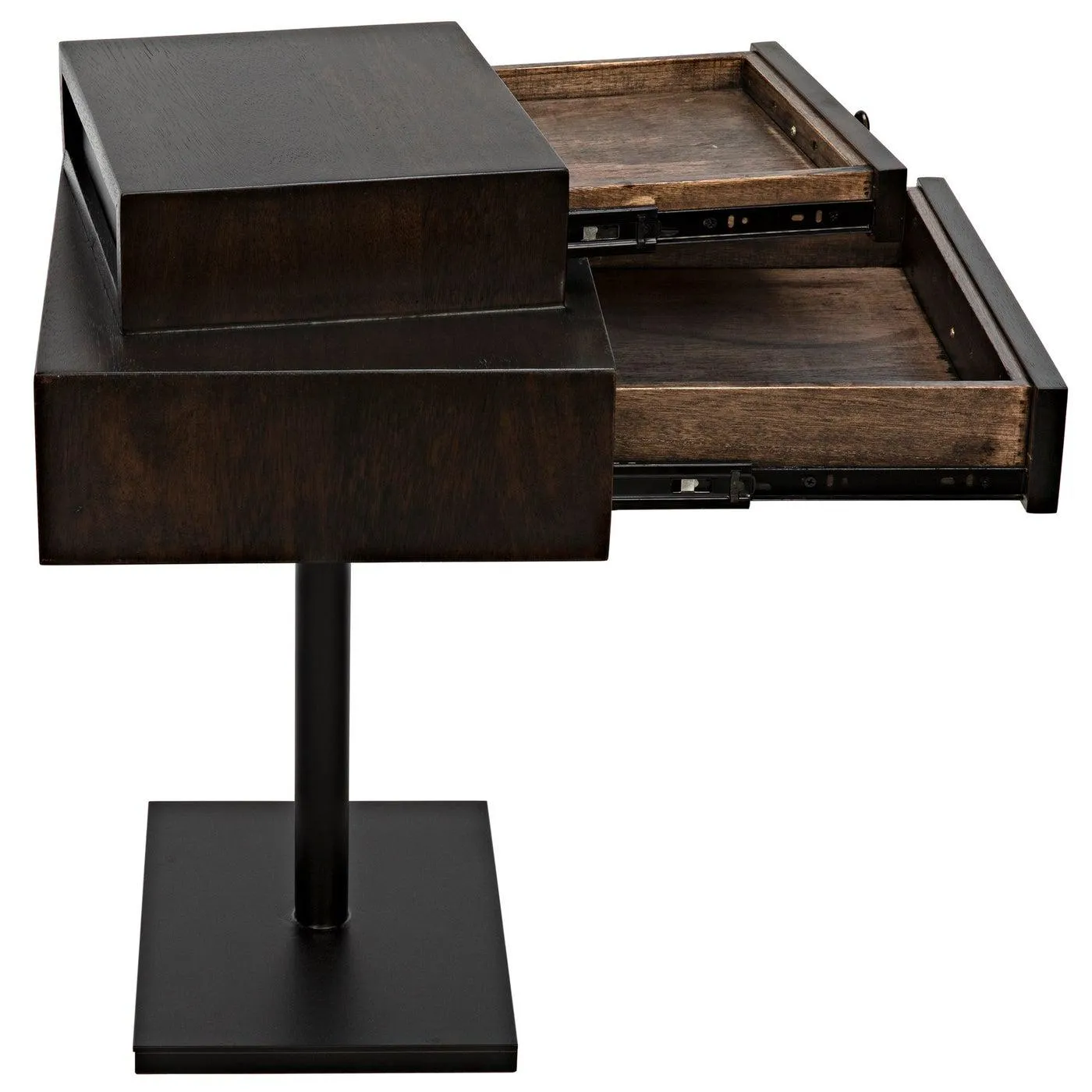 Enola Side Table, Ebony Walnut with Steel Base
