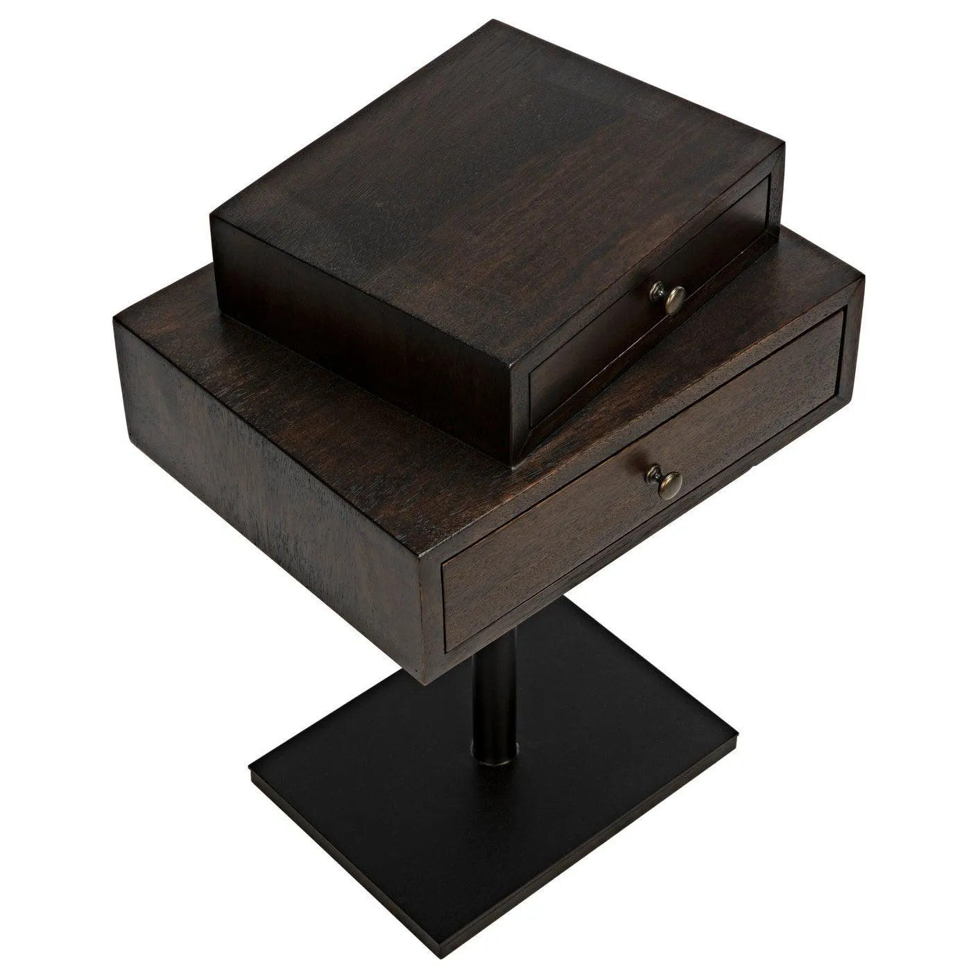 Enola Side Table, Ebony Walnut with Steel Base