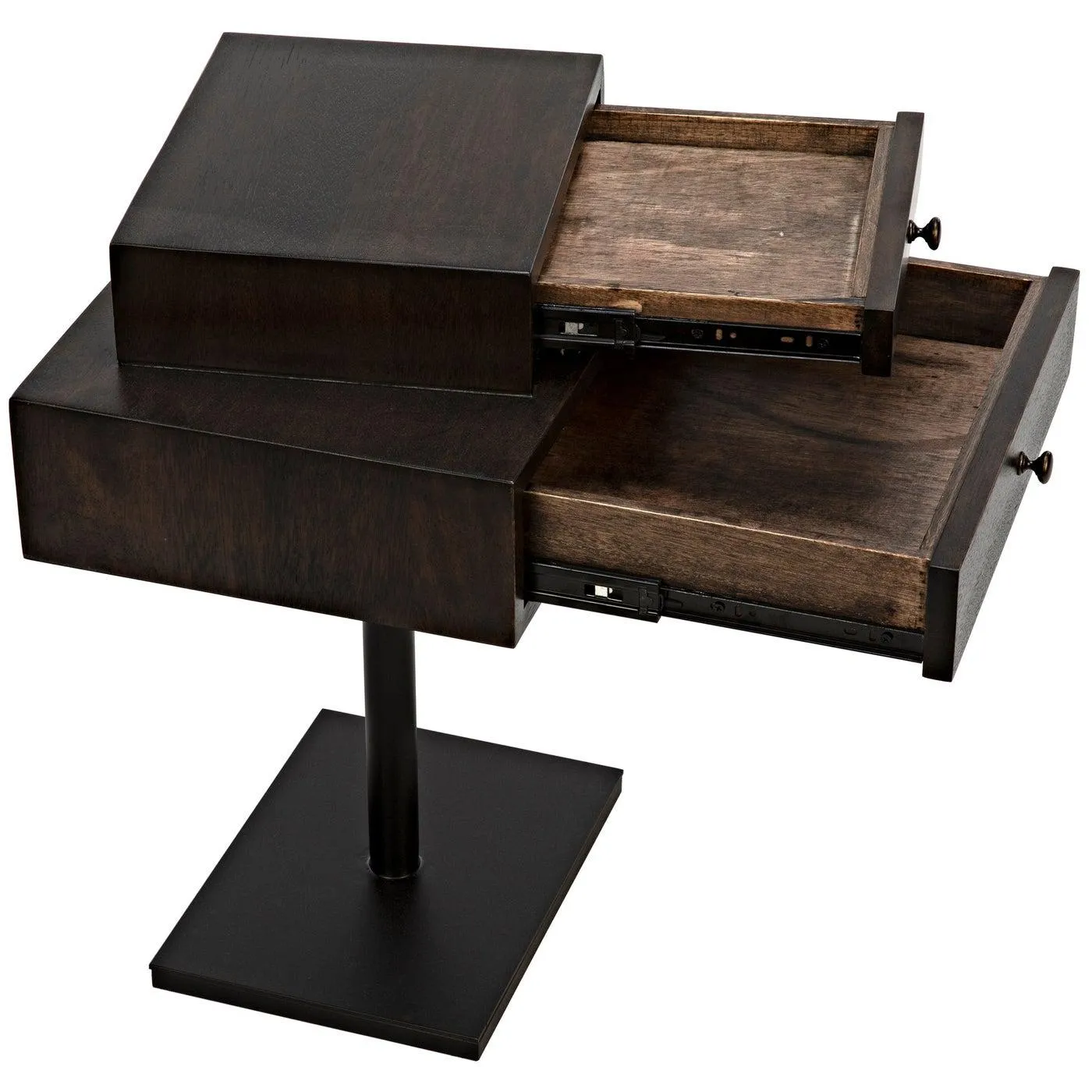 Enola Side Table, Ebony Walnut with Steel Base