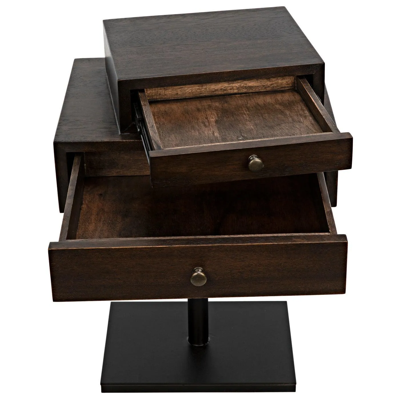Enola Side Table, Ebony Walnut with Steel Base