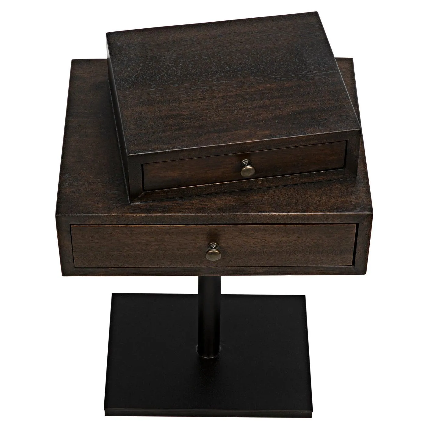 Enola Side Table, Ebony Walnut with Steel Base