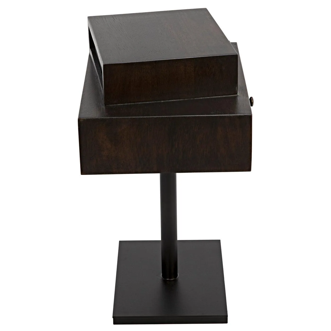 Enola Side Table, Ebony Walnut with Steel Base