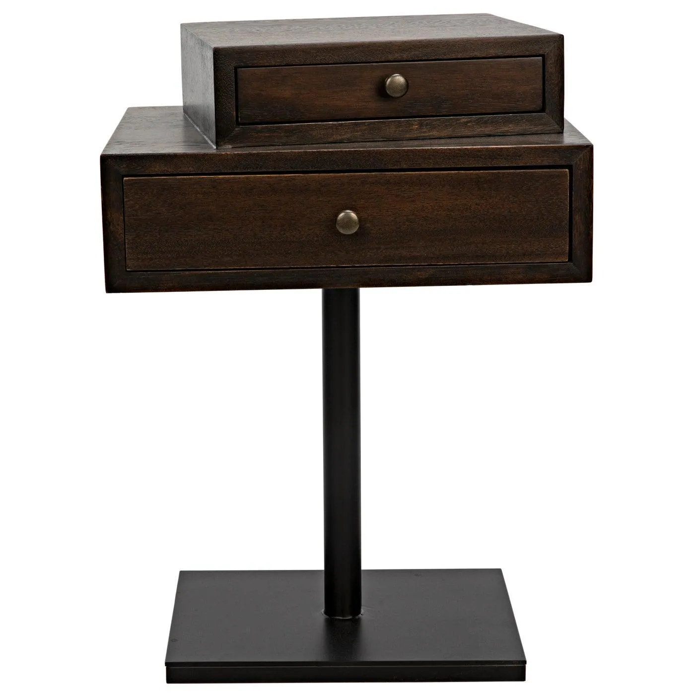 Enola Side Table, Ebony Walnut with Steel Base
