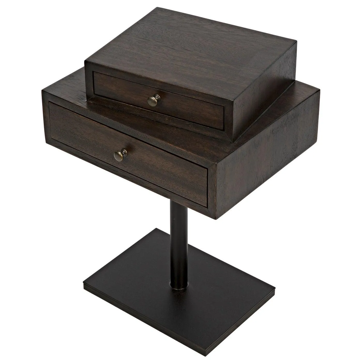 Enola Side Table, Ebony Walnut with Steel Base
