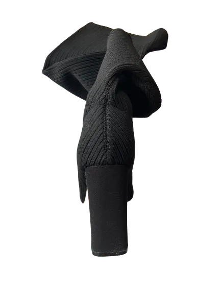 Fashion Nova Black Thigh High Knit Boots