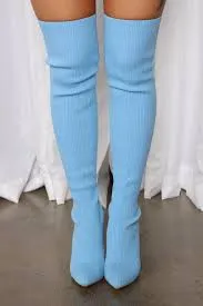 Fashion Nova Black Thigh High Knit Boots