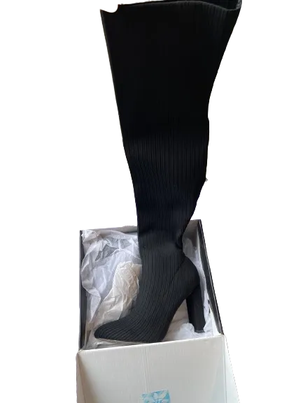 Fashion Nova Black Thigh High Knit Boots
